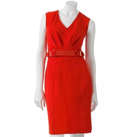 Laundry Red Pieced V-neck Mini Sleeveless‎ Cocktail Dress Size 4 - Picture 1 of 12